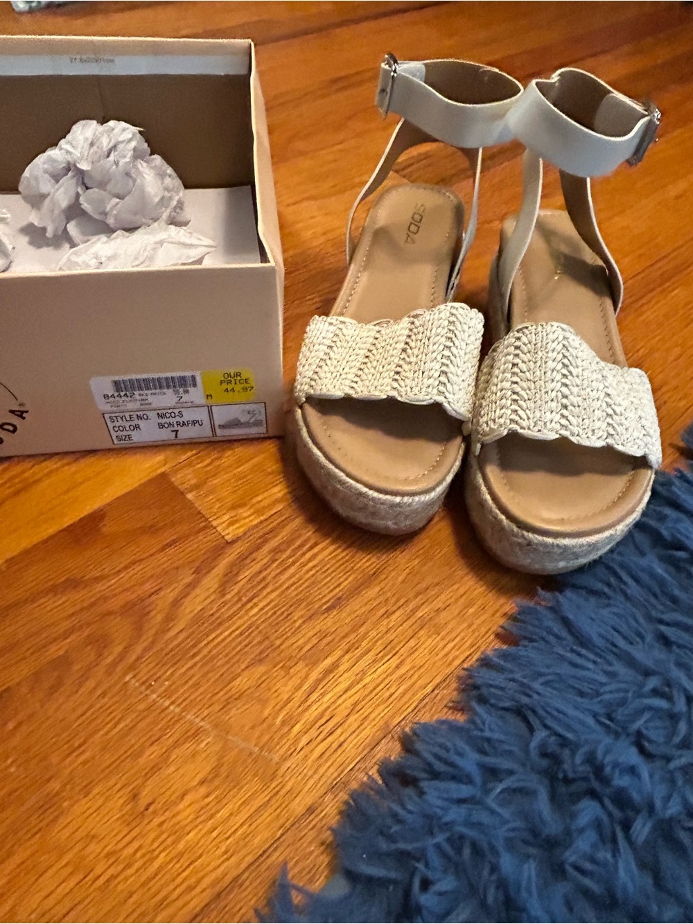 Soda Cream Crochet Espadrille Wedge Sandals